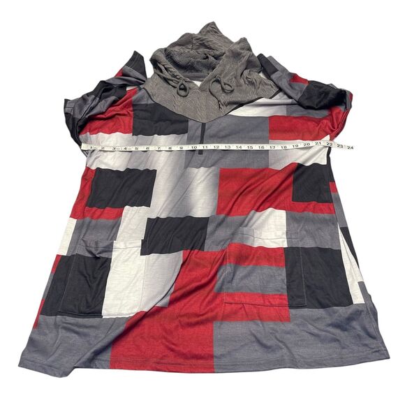 Hoodie Womens 2XL Multi Colorblock Knit Pockets Regular Fit Long Sleeve Pullover - Picture 4 of 6